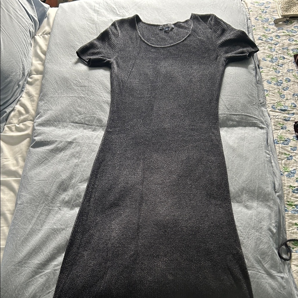 Barefoot Dreams Classic Short-Sleeve Knit Dress in Charcoal